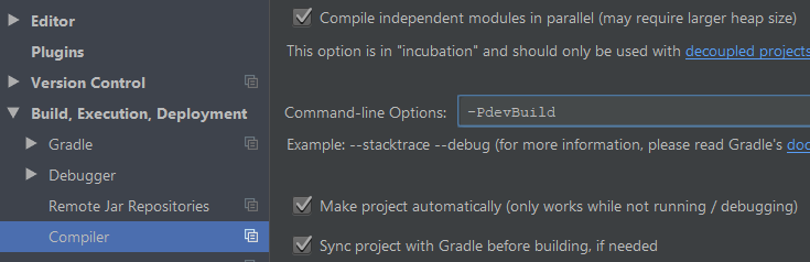 Android Studio compiler options